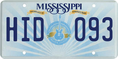 MS license plate HID093