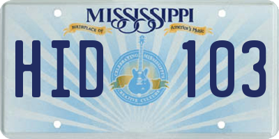 MS license plate HID103