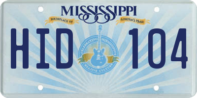 MS license plate HID104