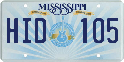 MS license plate HID105