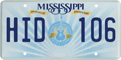 MS license plate HID106