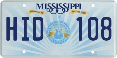 MS license plate HID108