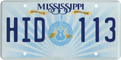 MS license plate HID113