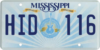 MS license plate HID116