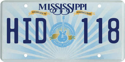 MS license plate HID118