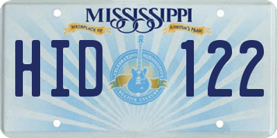 MS license plate HID122