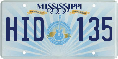 MS license plate HID135