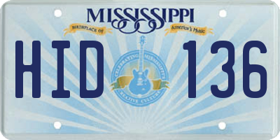 MS license plate HID136