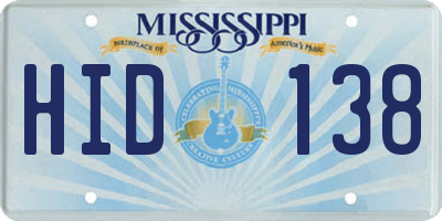 MS license plate HID138