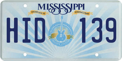MS license plate HID139