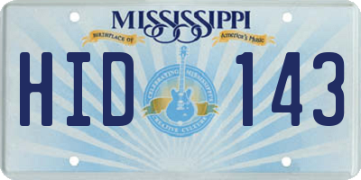 MS license plate HID143