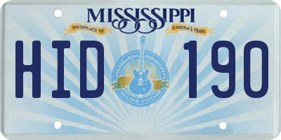 MS license plate HID190