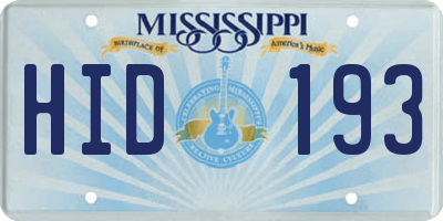 MS license plate HID193