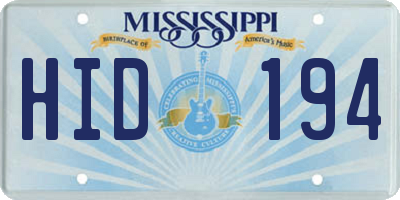 MS license plate HID194