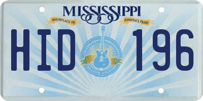MS license plate HID196