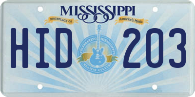 MS license plate HID203