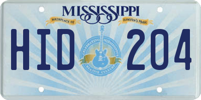 MS license plate HID204