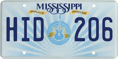MS license plate HID206