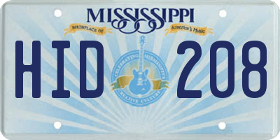 MS license plate HID208