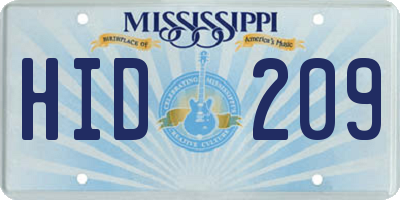 MS license plate HID209