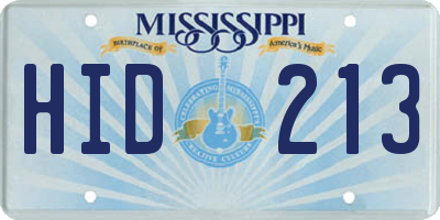 MS license plate HID213