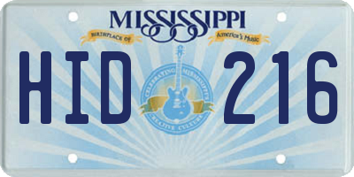 MS license plate HID216