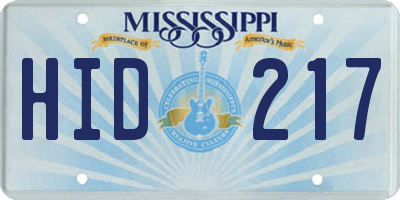 MS license plate HID217