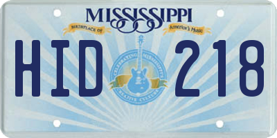 MS license plate HID218