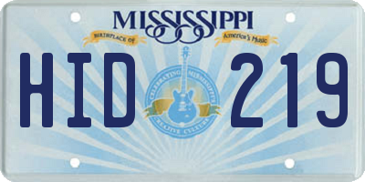 MS license plate HID219