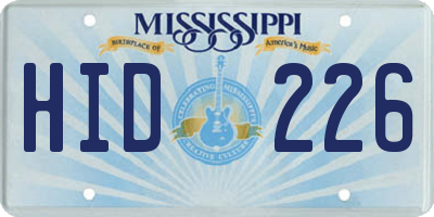 MS license plate HID226