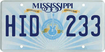 MS license plate HID233