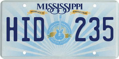 MS license plate HID235