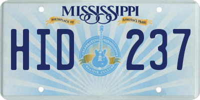 MS license plate HID237