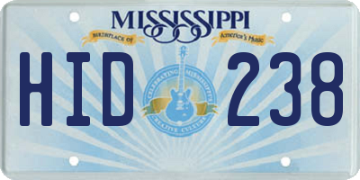 MS license plate HID238