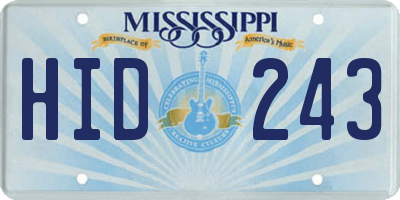 MS license plate HID243