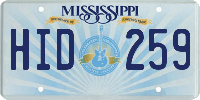 MS license plate HID259