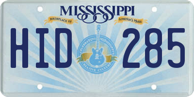 MS license plate HID285