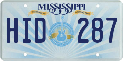 MS license plate HID287