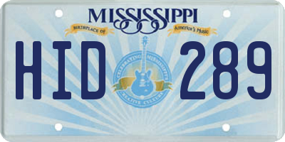 MS license plate HID289