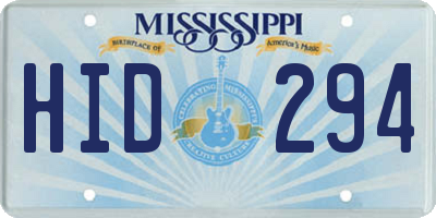 MS license plate HID294