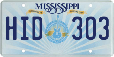 MS license plate HID303