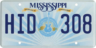 MS license plate HID308