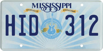 MS license plate HID312