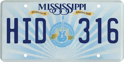 MS license plate HID316
