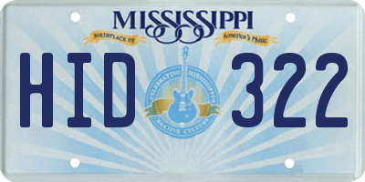 MS license plate HID322