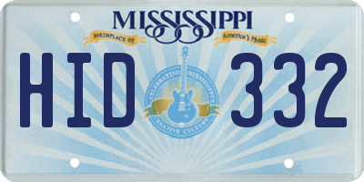 MS license plate HID332