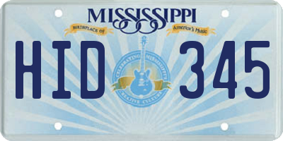 MS license plate HID345