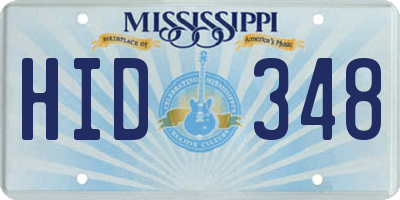 MS license plate HID348