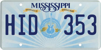 MS license plate HID353