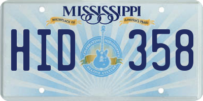 MS license plate HID358